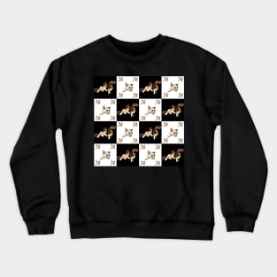 cat pattern on black and white square Crewneck Sweatshirt